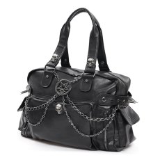 画像1: Punk Ghost head spikes leather bag / ハンドバッグ【Devil Fashion】 (1)