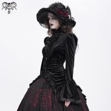 画像6: Black Glossy Velvet Swallowtail Shirts / ブラウス【Devil Fashion】 (6)