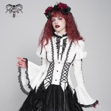 画像1: White Love-shaped Jacquard Gothic Blouse / ブラウス【Devil Fashion】 (1)