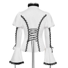 画像10: White Love-shaped Jacquard Gothic Blouse / ブラウス【Devil Fashion】 (10)