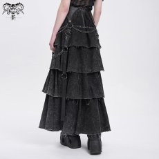 画像6: Punk distressed long tiered skirt / スカート【Devil Fashion】 (6)