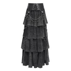 画像7: Punk distressed long tiered skirt / スカート【Devil Fashion】 (7)