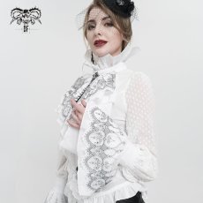 画像5: Black Thread Embroidered White Gothic oversleeves / 付け袖【Devil Fashion】 (5)