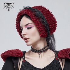 画像3: Red grained plush neckerchief / ネックウォーマー / ヘッドドレス【Devil Fashion】 (3)