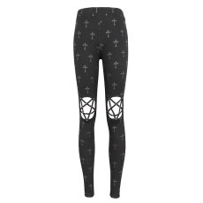 画像7: Cross printing knitted trousers / レギンス【Devil Fashion】 (7)