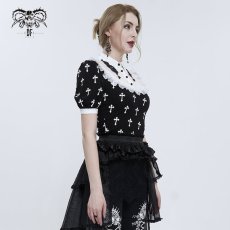 画像12: Black And White Cross pattern / ブラウス【Devil Fashion】 (12)