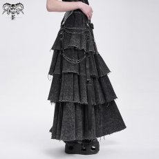 画像5: Punk distressed long tiered skirt / スカート【Devil Fashion】 (5)
