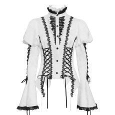 画像8: White Love-shaped Jacquard Gothic Blouse / ブラウス【Devil Fashion】 (8)