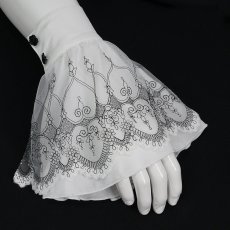 画像6: Black Thread Embroidered White Gothic oversleeves / 付け袖【Devil Fashion】 (6)