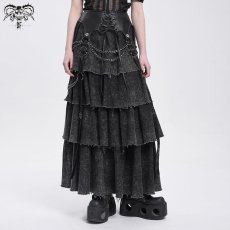 画像1: Punk distressed long tiered skirt / スカート【Devil Fashion】 (1)