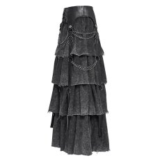 画像8: Punk distressed long tiered skirt / スカート【Devil Fashion】 (8)