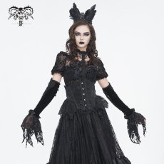 画像4: Velvet and embroidered flower sleeves / アームカバー【Devil Fashion】 (4)