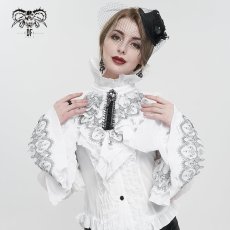 画像2: Black Thread Embroidered White Gothic oversleeves / 付け袖【Devil Fashion】 (2)
