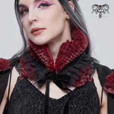 画像1: Red grained plush neckerchief / ネックウォーマー / ヘッドドレス【Devil Fashion】 (1)