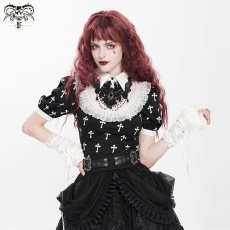 画像2: Black And White Cross pattern / ブラウス【Devil Fashion】 (2)