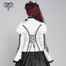 画像7: White Love-shaped Jacquard Gothic Blouse / ブラウス【Devil Fashion】 (7)