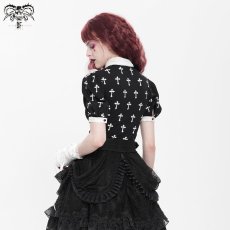 画像7: Black And White Cross pattern / ブラウス【Devil Fashion】 (7)