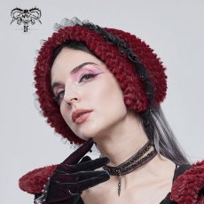 画像2: Red grained plush neckerchief / ネックウォーマー / ヘッドドレス【Devil Fashion】 (2)