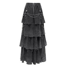 画像9: Punk distressed long tiered skirt / スカート【Devil Fashion】 (9)