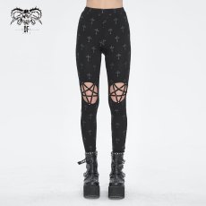 画像1: Cross printing knitted trousers / レギンス【Devil Fashion】 (1)