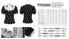 画像20: Black And White Cross pattern / ブラウス【Devil Fashion】 (20)