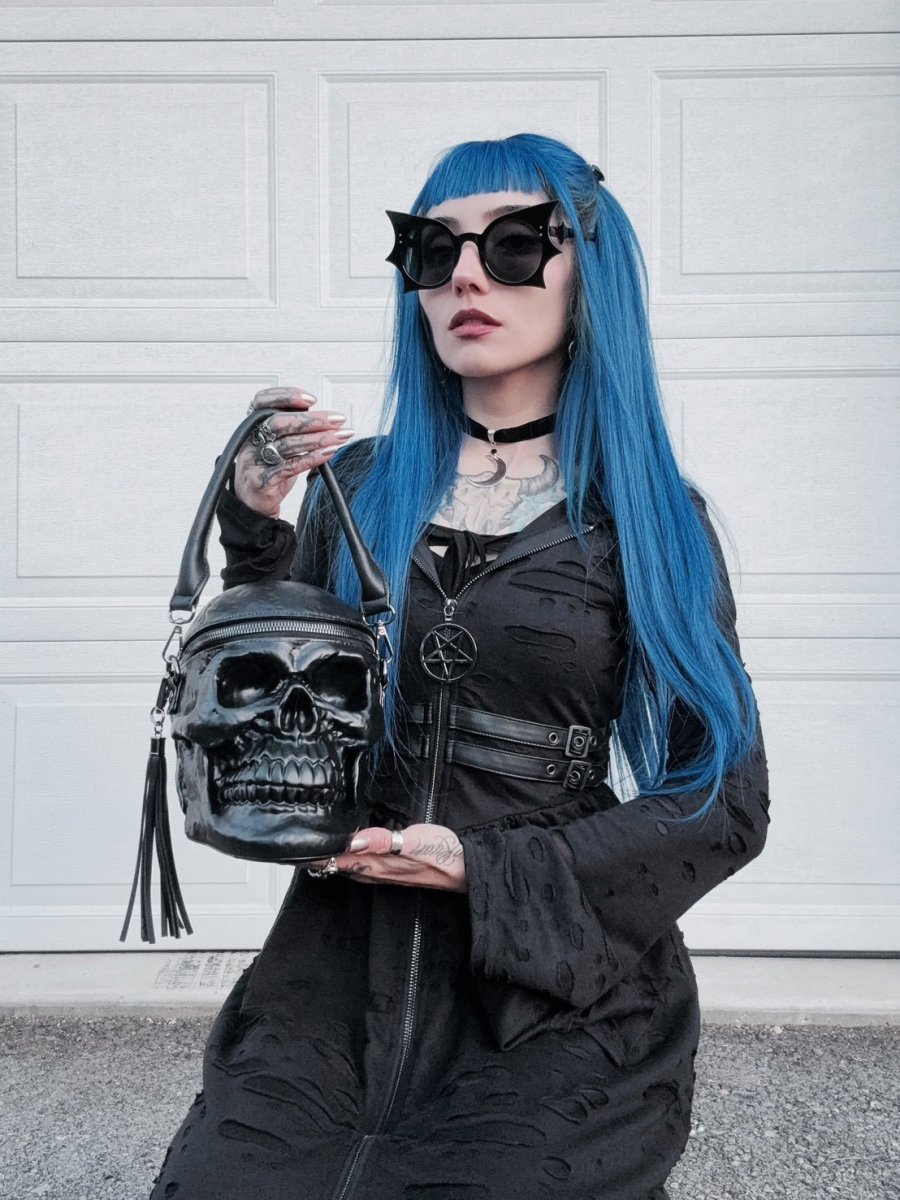 画像30: GRAVE DIGGER SKULL HANDBAG / BLACK / 骸骨の墓掘り/ バッグ【KILL STAR】 (30)