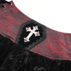 画像12: Red and Black Summer Girls Gothic Rose Jacquard Skirts / スカート【Devil Fashion】 (12)