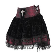 画像10: Red and Black Summer Girls Gothic Rose Jacquard Skirts / スカート【Devil Fashion】 (10)