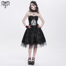 画像2: Black women Skeleton Printing Gothic Lolita Dress / ワンピース【Devil Fashion】 (2)