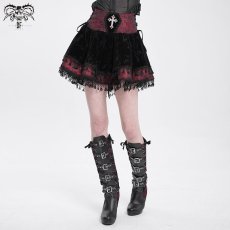 画像2: Red and Black Summer Girls Gothic Rose Jacquard Skirts / スカート【Devil Fashion】 (2)
