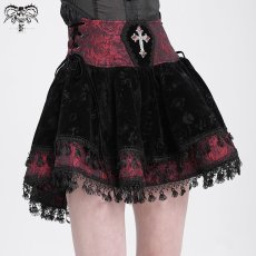 画像7: Red and Black Summer Girls Gothic Rose Jacquard Skirts / スカート【Devil Fashion】 (7)