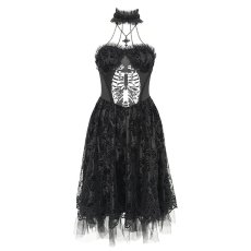 画像7: Black women Skeleton Printing Gothic Lolita Dress / ワンピース【Devil Fashion】 (7)