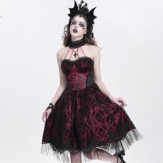 画像1: Red women Skeleton Printing Gothic Lolita Dress / ワンピース【Devil Fashion】 (1)