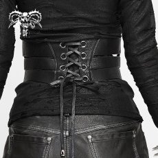 画像3: Coarse grain leather fitted waist zipper up/ コルセットベルト【Devil Fashion】 (3)