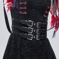 画像3: Punk three horizontal metal buckle girdle / コルセットベルト【Devil Fashion】 (3)
