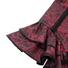 画像10: Red and Black women Gothic rose zipper jacquard lace corset / コルセットベルト【Devil Fashion】 (10)