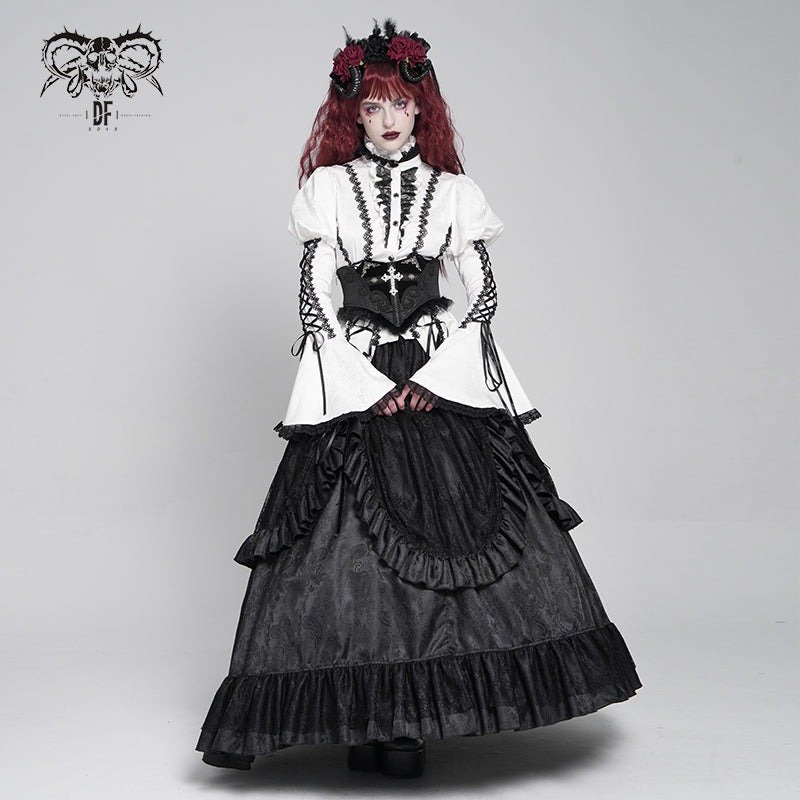 Gothic dark pattern jacquard corset / コルセットベルト【Devil