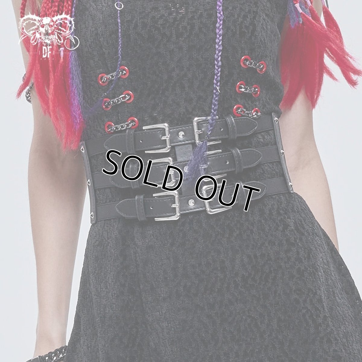 画像1: Punk three horizontal metal buckle girdle / コルセットベルト【Devil Fashion】 (1)