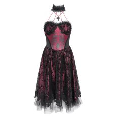 画像8: Red women Skeleton Printing Gothic Lolita Dress / ワンピース【Devil Fashion】 (8)