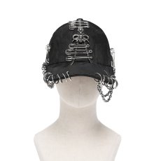 画像6: Punk hand-painted safety pin baseball cap / キャップ【Devil Fashion】 (6)