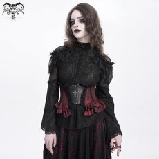 画像3: Red and Black women Gothic rose zipper jacquard lace corset / コルセットベルト【Devil Fashion】 (3)
