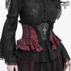 画像5: Red and Black women Gothic rose zipper jacquard lace corset / コルセットベルト【Devil Fashion】 (5)