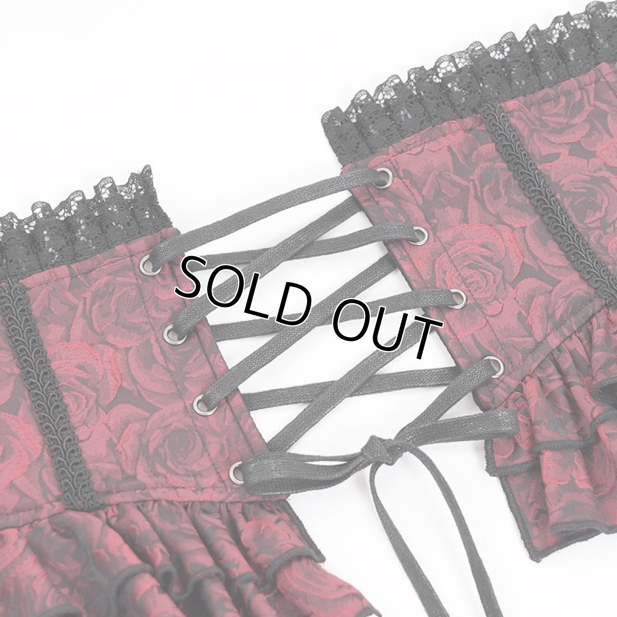 画像12: Red and Black women Gothic rose zipper jacquard lace corset / コルセットベルト【Devil Fashion】 (12)
