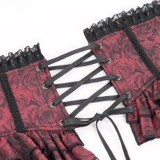 画像12: Red and Black women Gothic rose zipper jacquard lace corset / コルセットベルト【Devil Fashion】 (12)