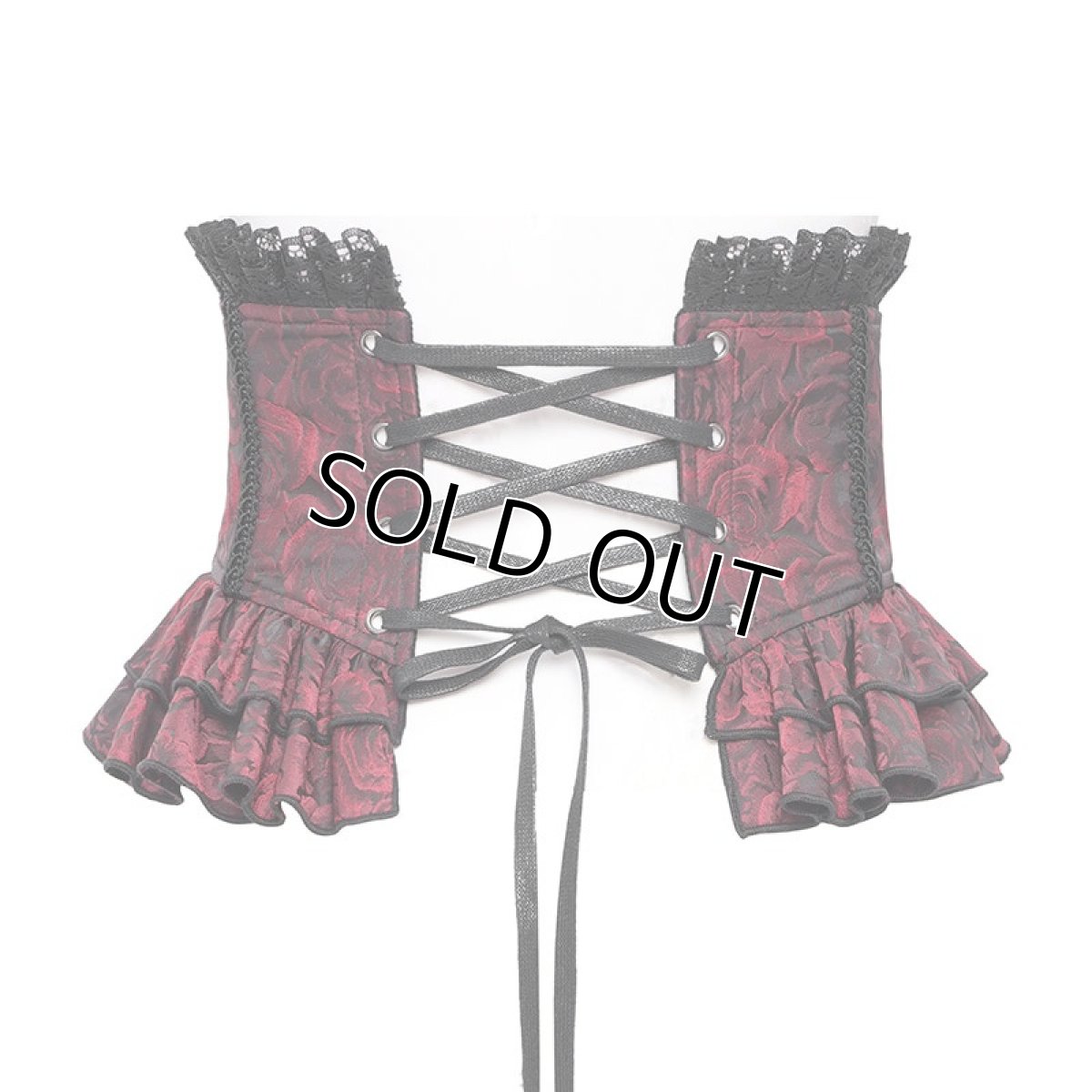 画像9: Red and Black women Gothic rose zipper jacquard lace corset / コルセットベルト【Devil Fashion】 (9)