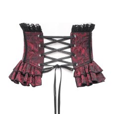 画像9: Red and Black women Gothic rose zipper jacquard lace corset / コルセットベルト【Devil Fashion】 (9)