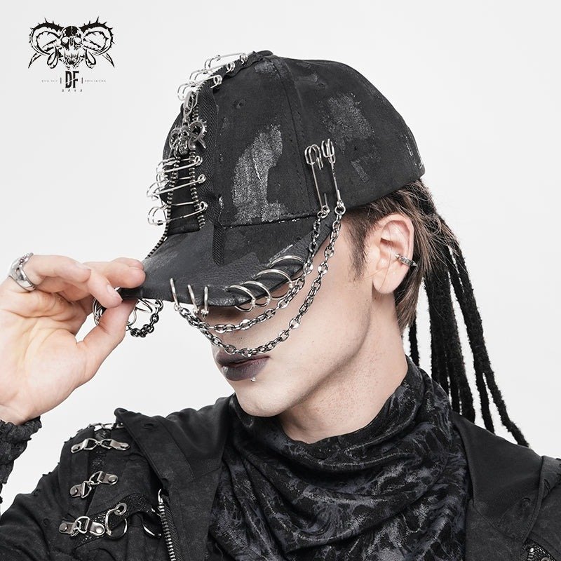 Punk hand-painted safety pin baseball cap / キャップ【Devil
