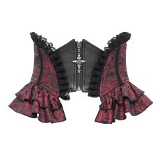 画像7: Red and Black women Gothic rose zipper jacquard lace corset / コルセットベルト【Devil Fashion】 (7)
