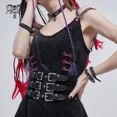 画像2: Punk three horizontal metal buckle girdle / コルセットベルト【Devil Fashion】 (2)