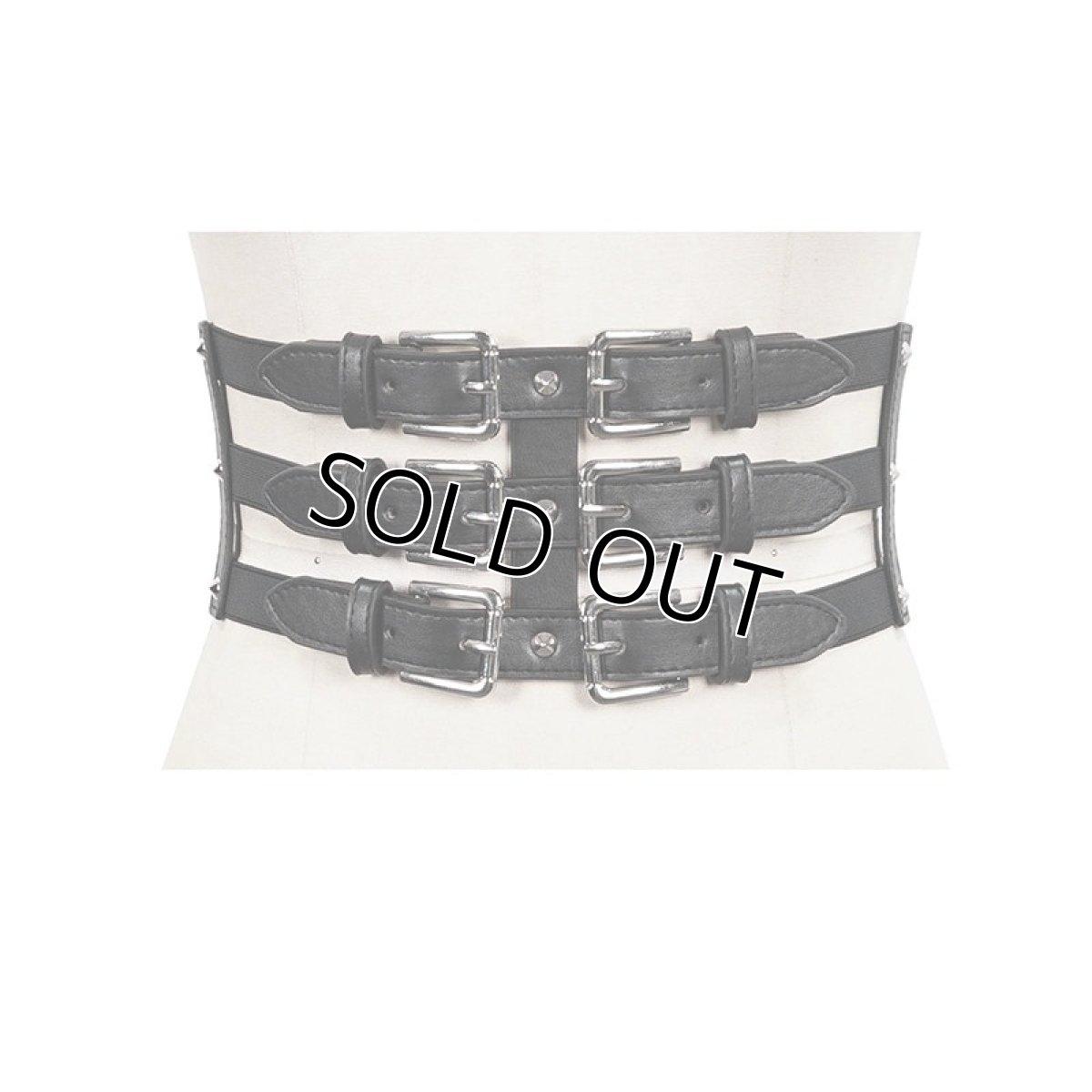 画像7: Punk three horizontal metal buckle girdle / コルセットベルト【Devil Fashion】 (7)